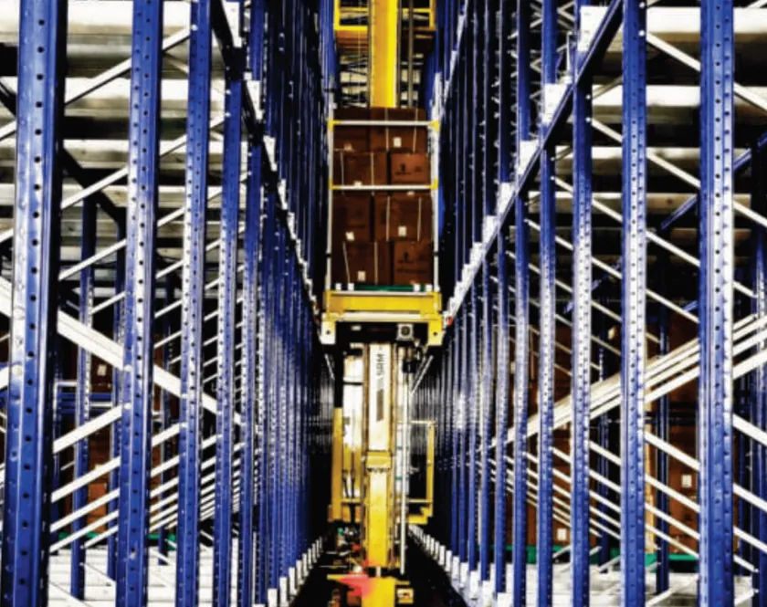 ASRS multi-deep shuttle and crane yarn storage